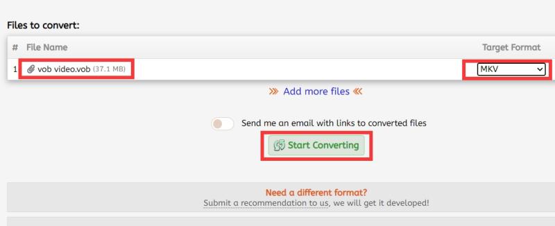 FileZigZag Converte VOB in MKV