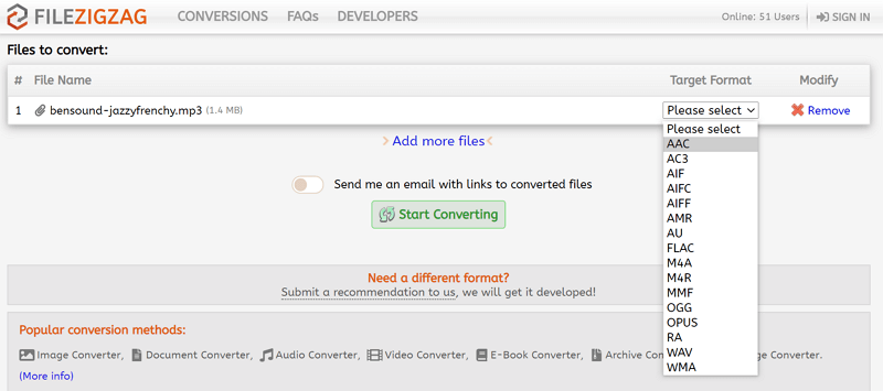 Converti WAV in WMA gratuitamente
