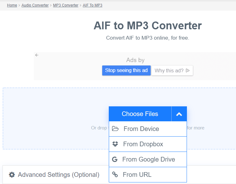 Convertitore AIFF online