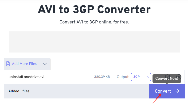 Converti AVI in 3GP tramite FreeConvert.com