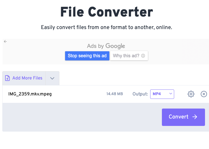Converti MKV in MP4 con FreeConvert.com