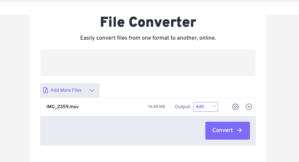 Usa FreeConvert.com per convertire MOV in AAC