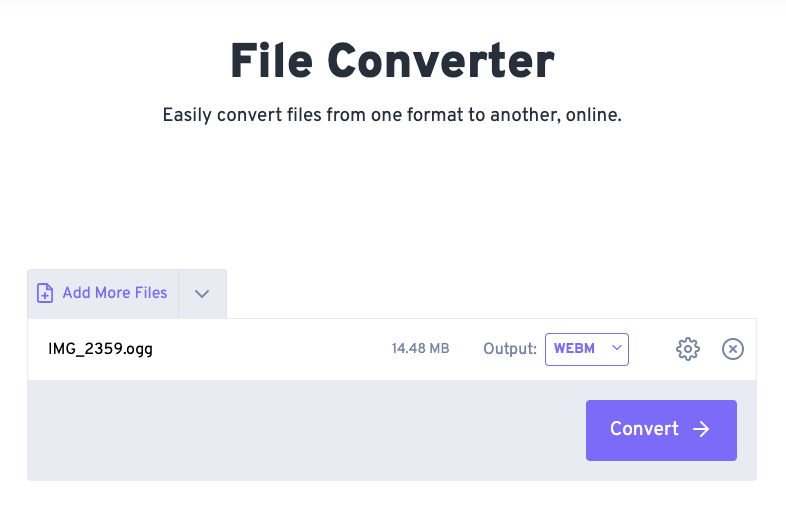 Convertitore online da OGG a WebM Freeconvert.com