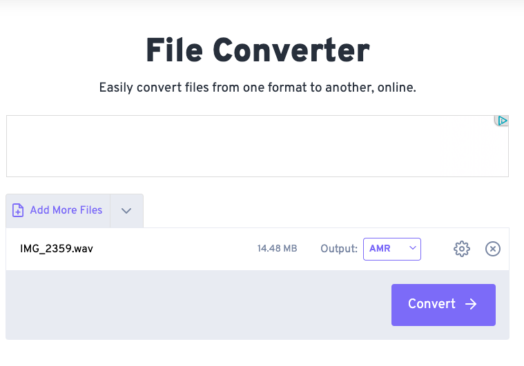 Converti WAV in AMR con FreeConvert.com