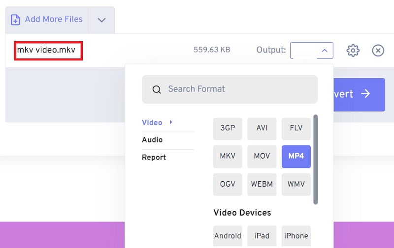 Converti MKV in VOB online