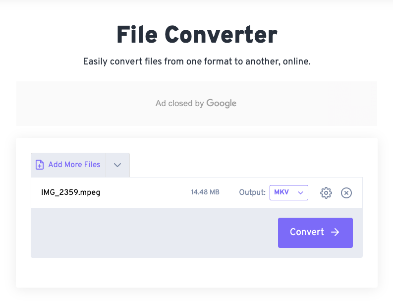 Converti MPEG in MKV con FreeConvert.com