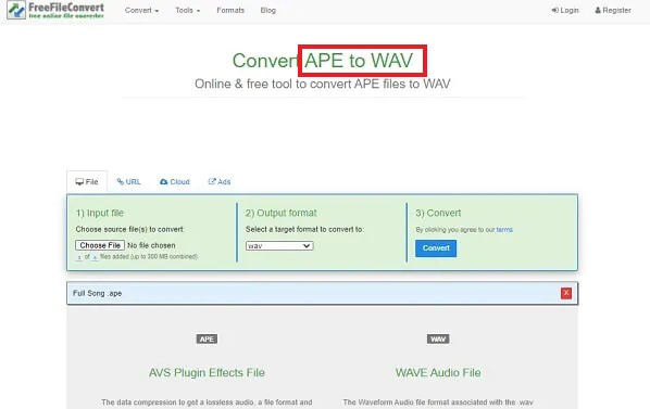 Converti APE in WAV gratuitamente