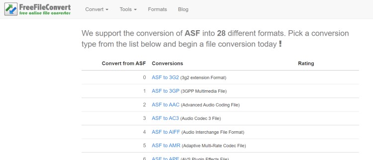 Convertitore ASF online gratuito