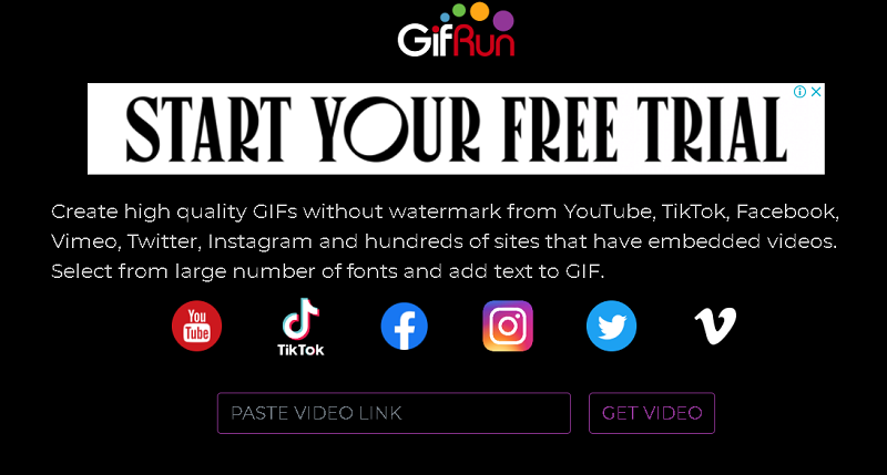 Da YouTube a GIF Maker GIFRun