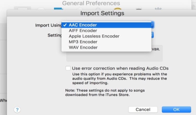Converti CDA in MP3 su Mac usando iTunes