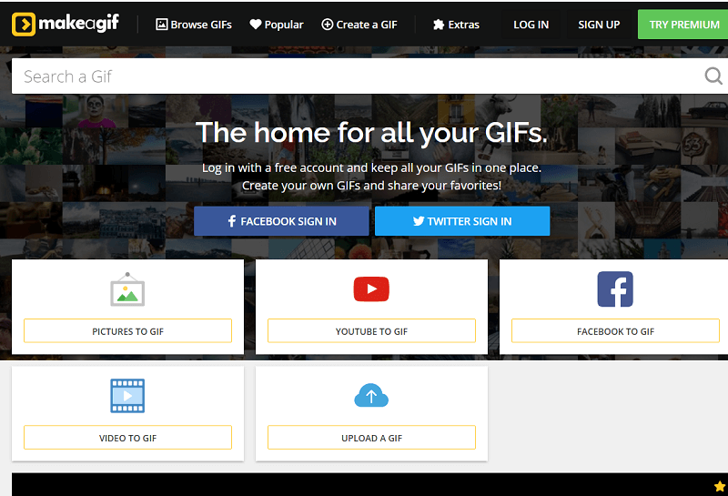 Crea una GIF da un video usando Makeagif