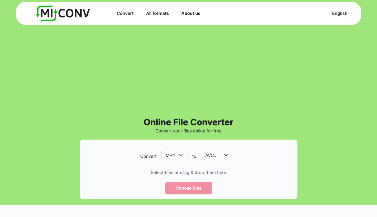 Converti MP4 in AVC utilizzando MiConv.com