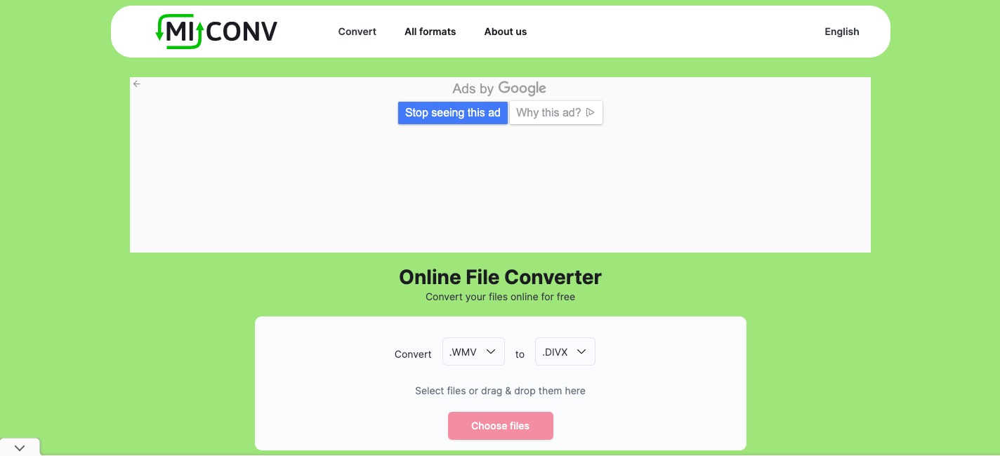 Converti WMV in DivX con MiConv.com