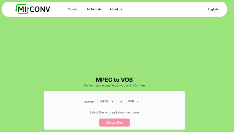 Converti MPEG in VOB su MiConv. com
