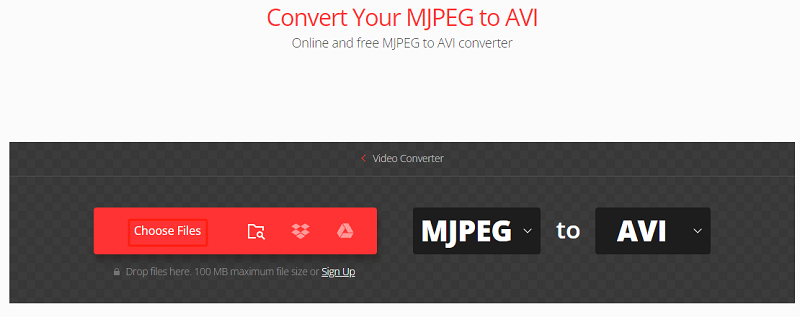 Converti MJPEG in AVI con Convertio