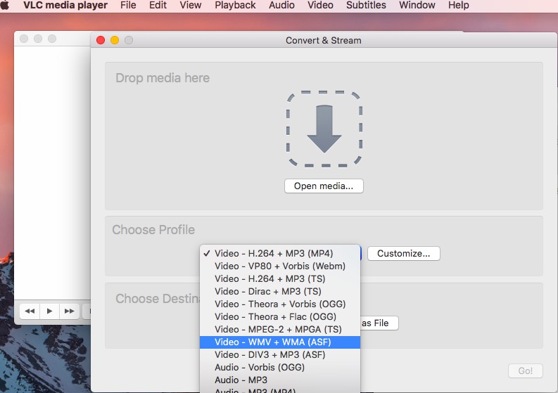 Converti MOV in WMV in VLC su Mac