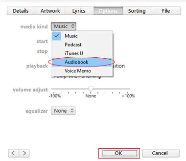 Converti MP3 in M4B usando iTunes