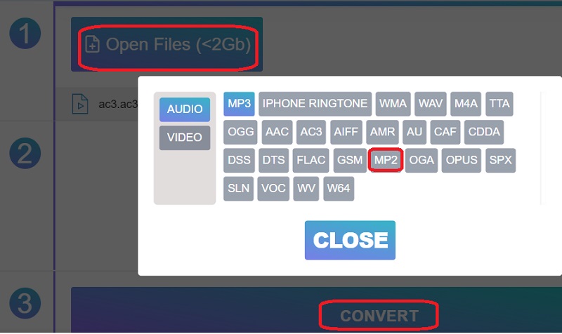 Converti AC3 in MP2 online