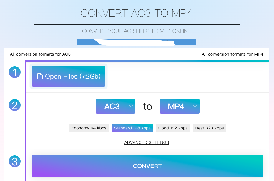 Converti AC3 in MP4 con Online-audio-convert.com