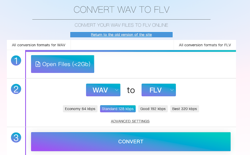 Converti WAV in FLV su Online-audio-convert.com