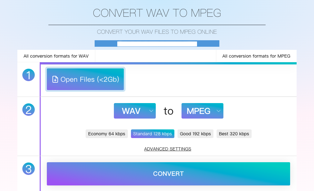 Converti WAV in MPEG con Online-Audio-Convert.com