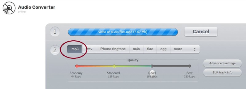 Converti file audio MP3 online