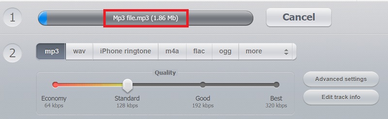 Trasforma MP3 in MPEG4 online