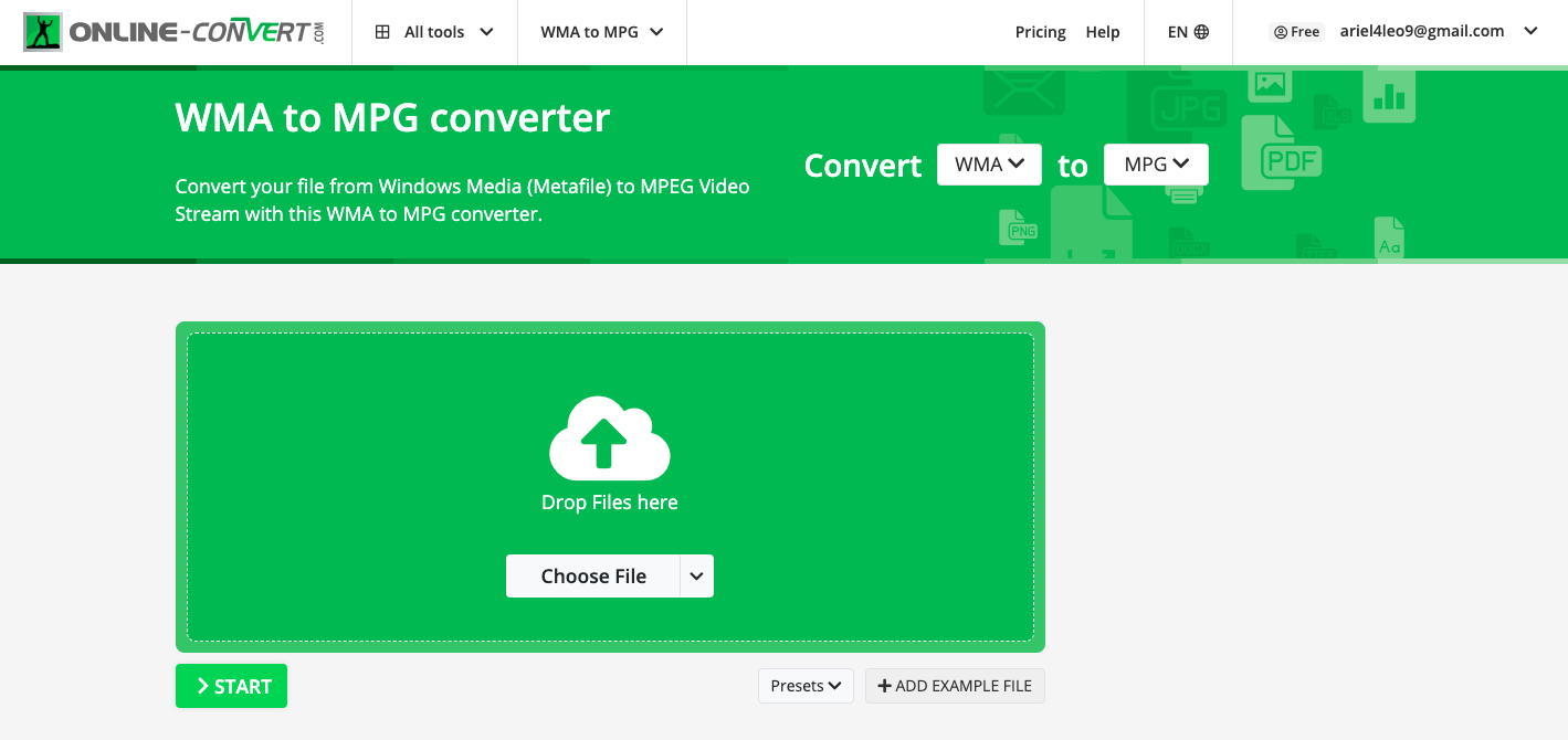 Converti WMA in MPG con Online-convert.com