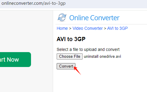 Converti AVI in 3GP tramite Onlineconverter.com