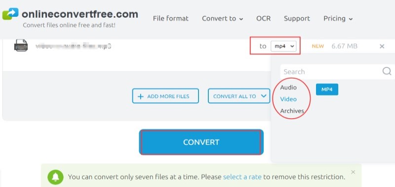 Converti rapidamente AAC in MP4 online