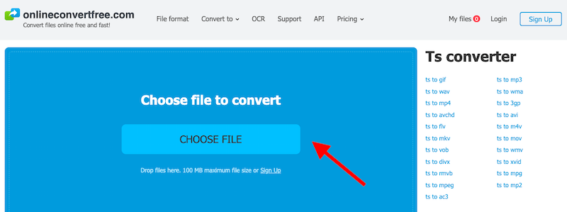 Converti TS in WMV tramite OnlineConvertFree.com
