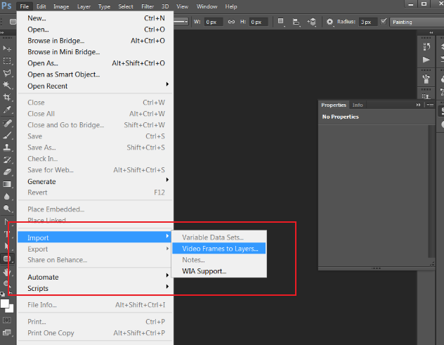Converti GIF in MP4 usando Photoshop