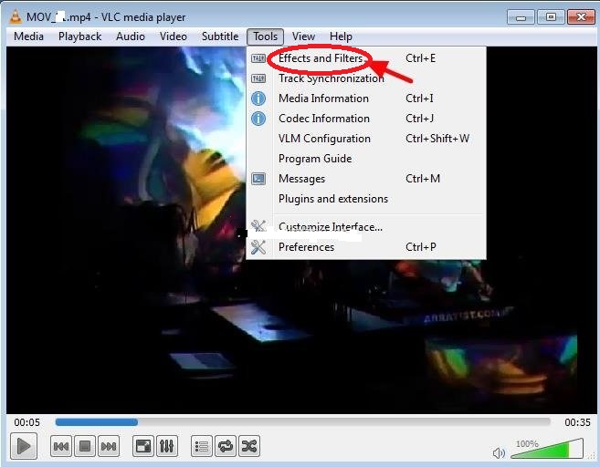 Ruota il file MOV con VLC