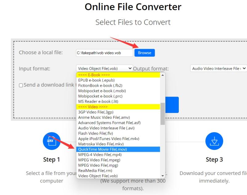 Converti video VOB in formato MOV online