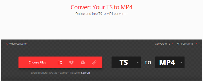 Converti TS in MP4 con Convertio