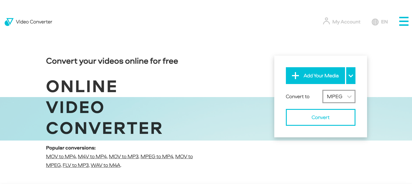 Converti i tuoi file WAV in MPEG utilizzando Videoconverter.com