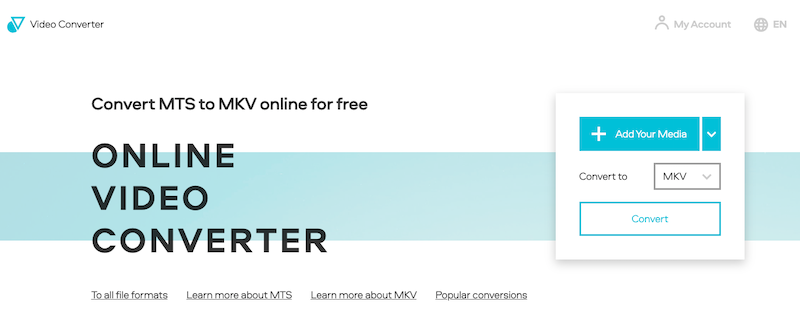 Utilizzo di VideoConverter.com per convertire MTS in MKV