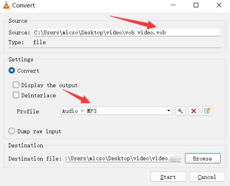 Aggiungi file VOB e convertili in MP3