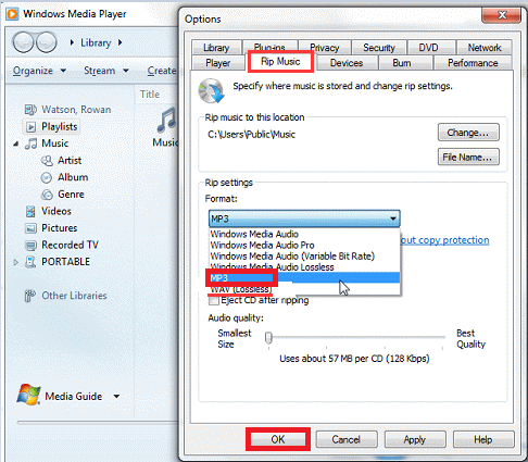 Converti WMA in MP3 in Windows Media Player