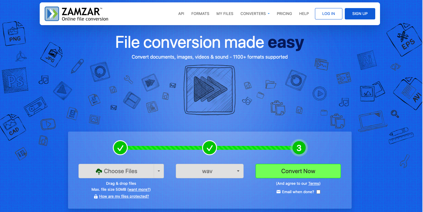 Converti RA in WAV con Zamzar.com