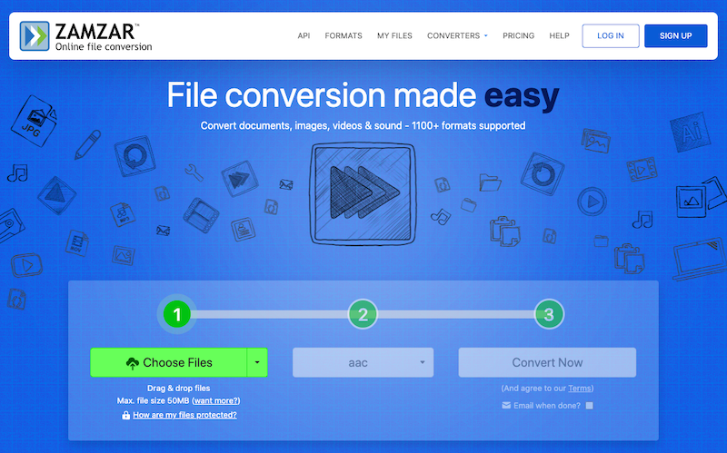 Converti WMA in AAC su Zamzar.com