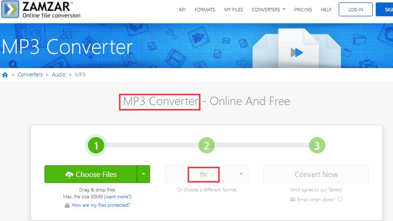 Converti MP3 in FLV online