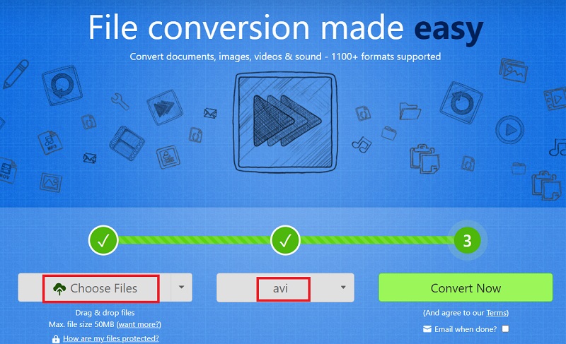 Converti MPG in AVI con Zamzar