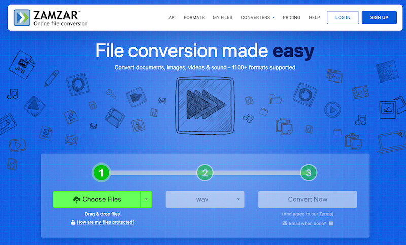 Zamzar: convertitore online da MPG a WAV