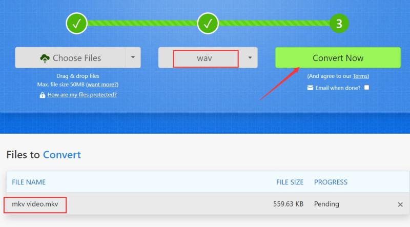 Converti rapidamente MKV in WAV online