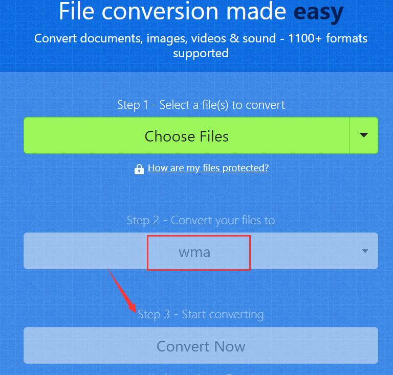 Converti WAV in WMA online
