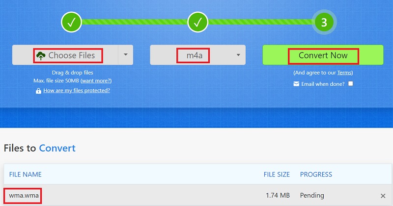 Converti WMA in M4A online gratuitamente